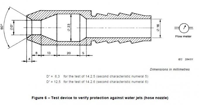 Agua Jet Nozzles Dia del PDA del equipo de prueba de la protección del ingreso de IEC60529 IPX5 IPX6 6.3m m/12.5m m 0