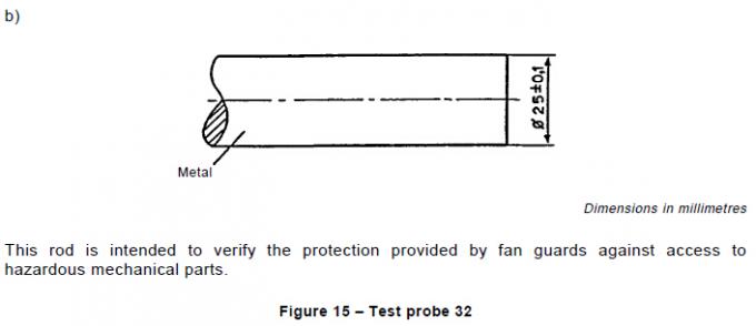 La prueba Rod IEC61032 de la punta de prueba del finger de la prueba de la protección del recinto figura 15 0
